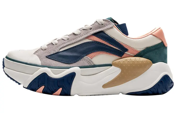 LiNing Wave Anti Slip Wear Resistant Low Top Casual Shoes Women's White Blue Pink