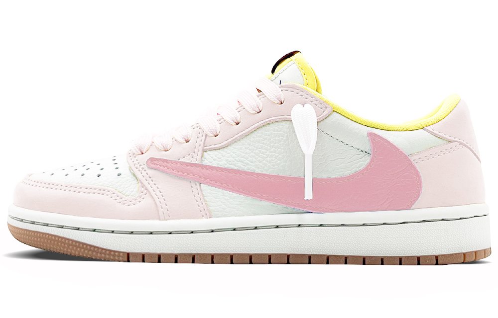 Travis Scott X JORDAN Air JORDAN 1 Vintage Basketball Shoes Women's Low Top Pink White