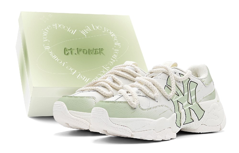 MLB Big Ball Chunky Breathable Moisture-Wicking Coverage Low-Top Chunky Sneakers Unisex Green White