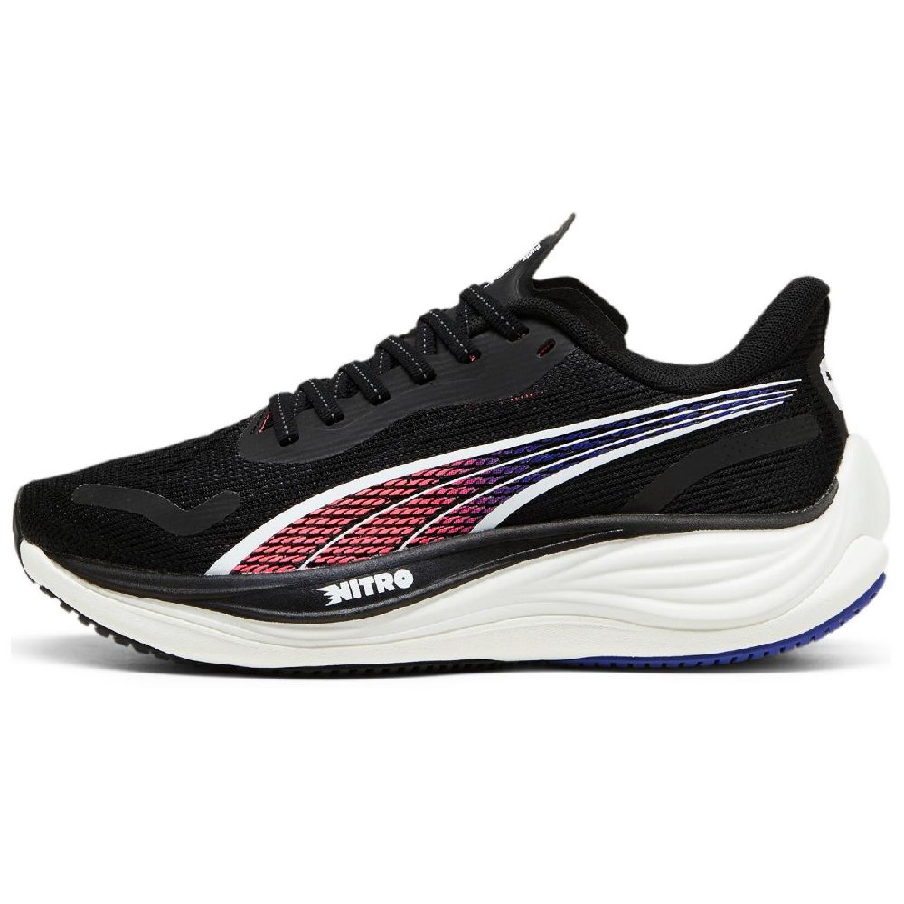PUMA Velocity Nitro 3 Anti Slip Wear Resistant Low Top Running Shoes Women's Black Red Blue