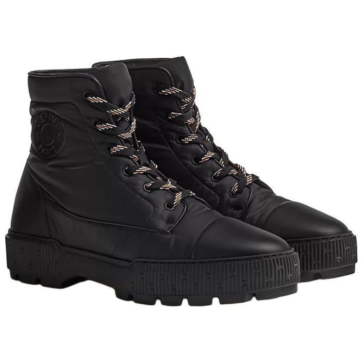 HERMES Fresh Fashion Ankle Boots Men's Black