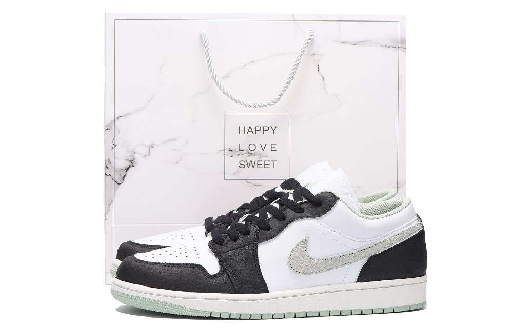 Jordan Air Jordan 1 Chestnut Slip-Resistant Coverage Low-Top Vintage Basketball Shoes Men's Black Green