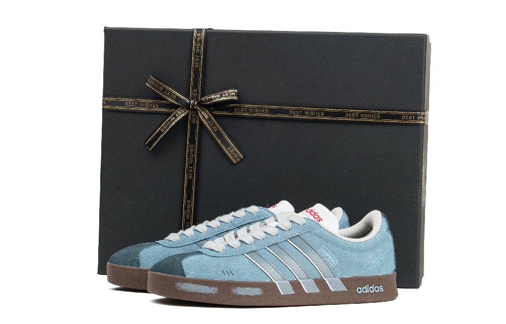 Adidas VL COURT 2.0 Abrasion Resistant Low top Skateboard Shoes Unisex Black Blue