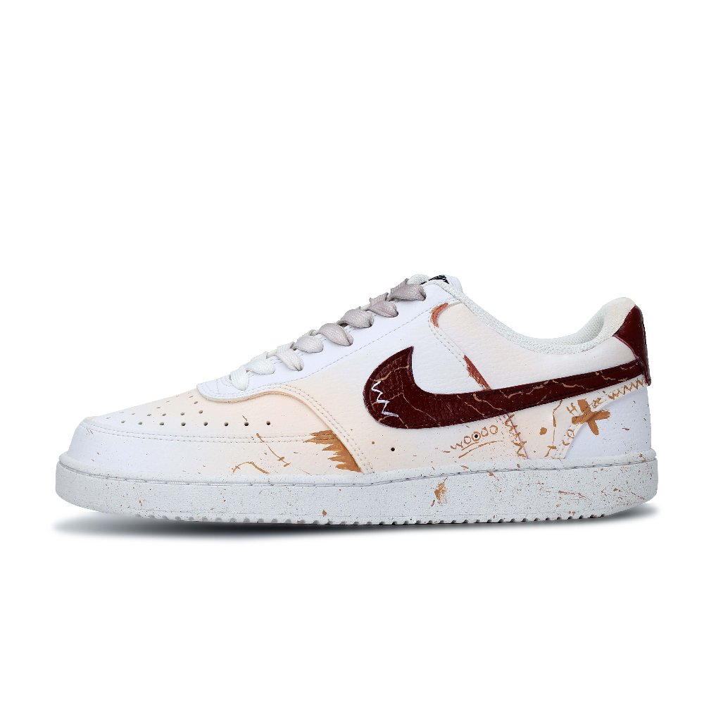 Nike Court Vision 1 Lightweight And Breathable Low-Top Skateboard Shoes Men's White Brown Paint