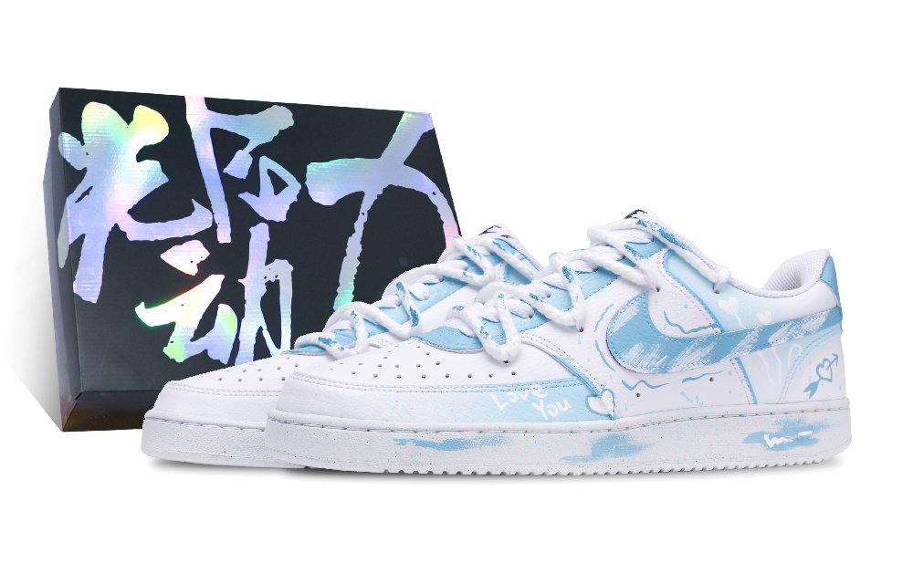 Nike Court Vision 1 Skateboard Shoes Unisex Low Top White/Blue