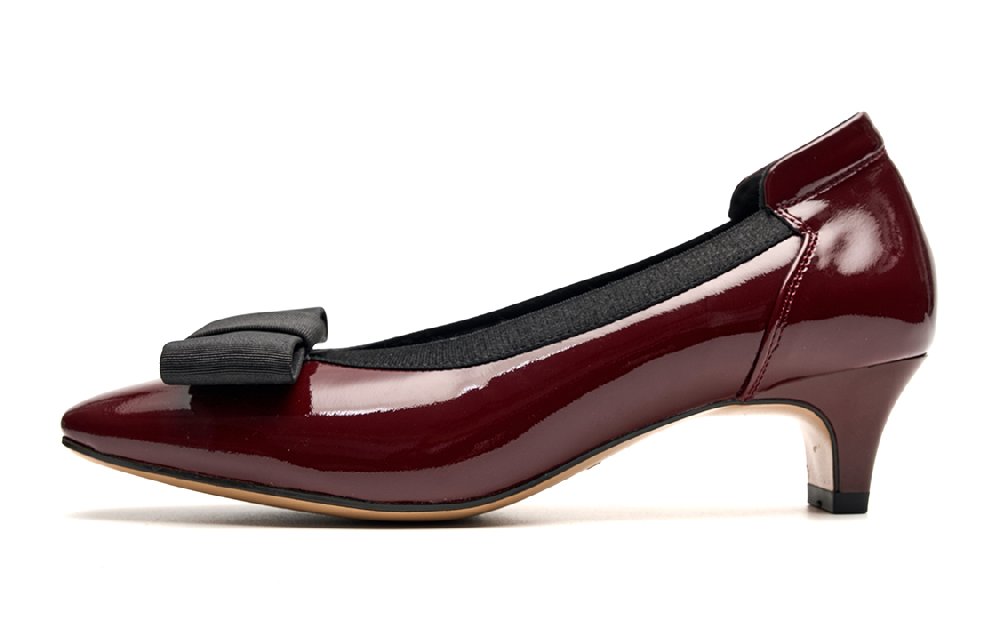 EBLAN Chunky Heel High Heels Women's Burgundy