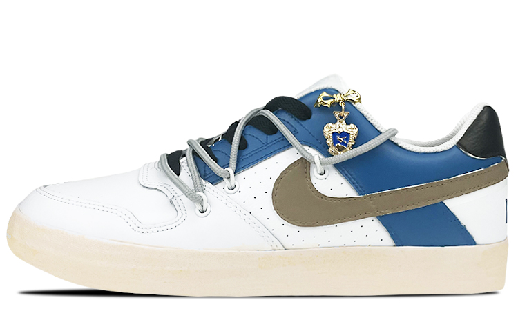 Nike SB Delta Force VULC Coverage Wear-Resistant Low-Top Skateboard Shoes Unisex White Blue