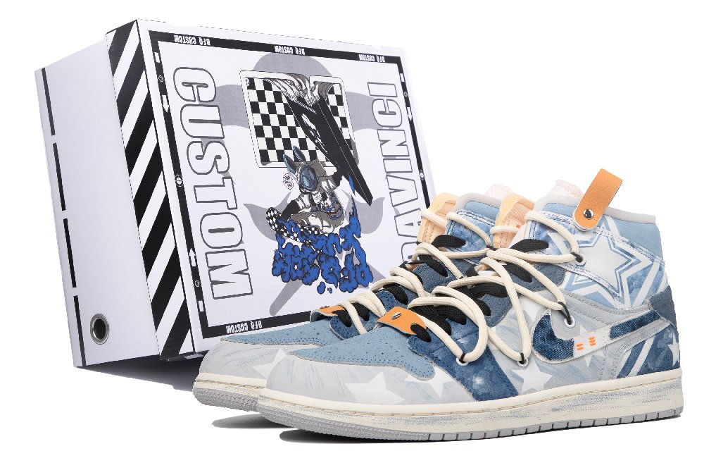 Jordan Air Jordan 1 Mid Top Vintage Basketball Shoes Men's Blue White