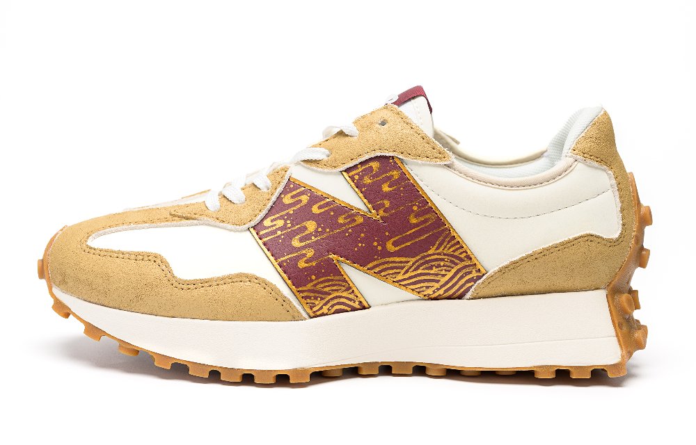 New Balance NB 327 Anti-Slip Wear-Resistant Low-Top Training Running Shoes Women's Beige Gold