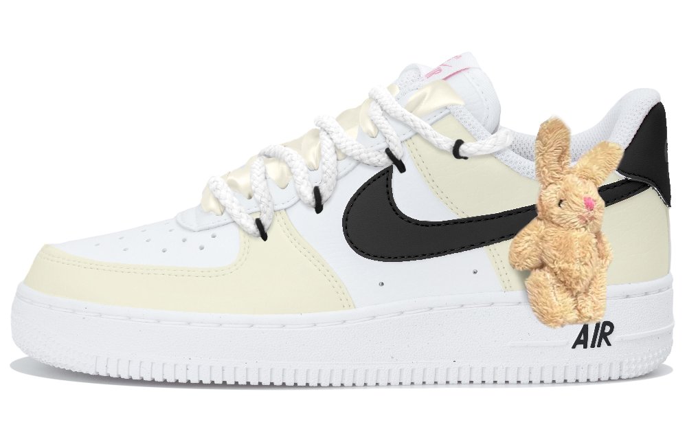 Nike Air Force 1 Low Top Skateboard Shoes Women's Beige White Black