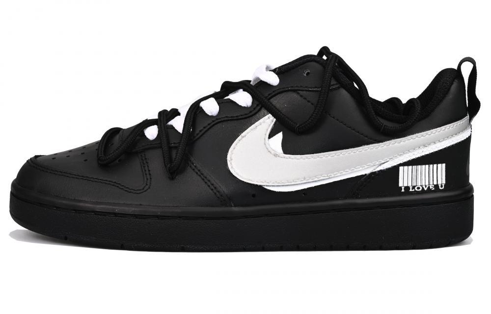 Nike Court Borough Slip Resistant Quick Dry Low Top Skateboard Shoes GS Black Silver
