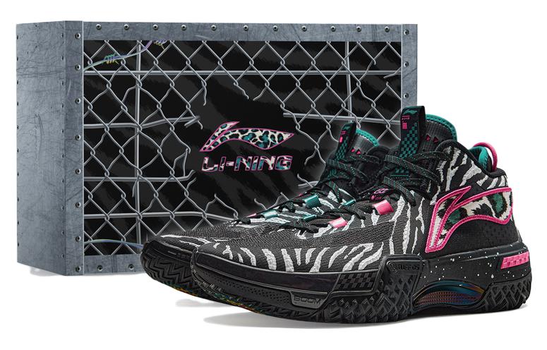 LiNing Shudder Beast Anti-Slip And Wear-Resistant Support Lightweight Rebound Mid-Top Basketball Shoes Black White