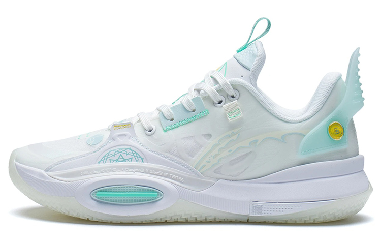 LiNing All City 10 Yuan Shen Cushioning Anti-Slip And Wear-Resistant Low-Top Performance Basketball Shoes White Green