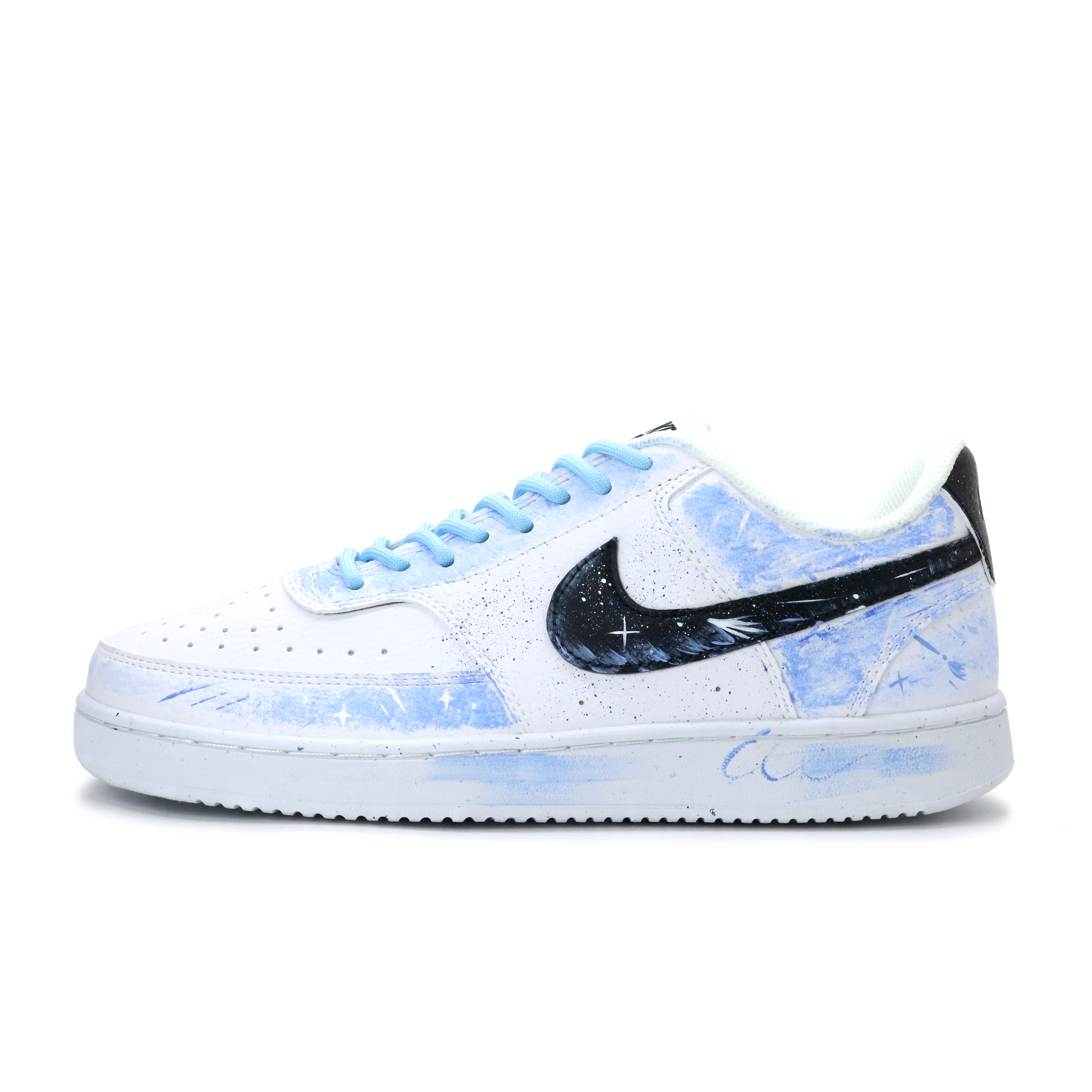 Nike Court Vision 1 Skateboard Shoes Men's Low top Black/White/Blue