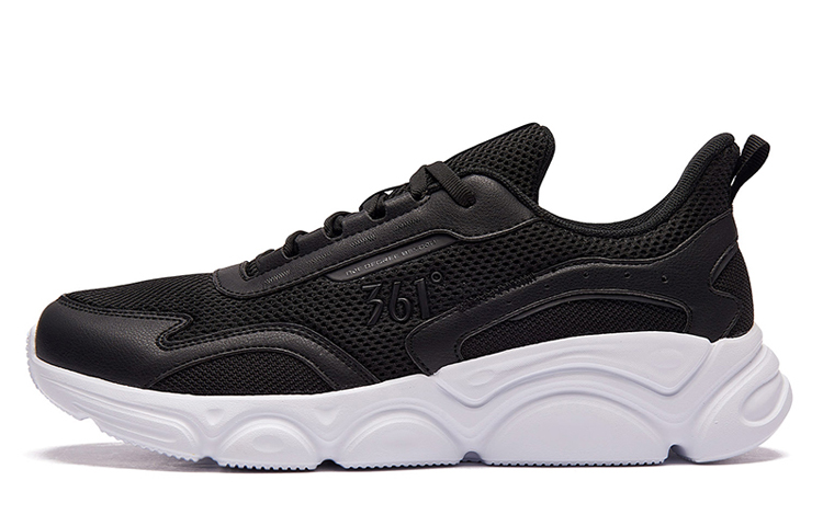 361° Breathable And Wear-resistant Low-Top Running Shoes Men's Black White