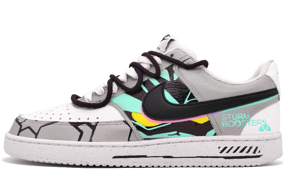 Nike Court Vision 1 Anti Slip And Wear Resistant Lightweight Low Top Skateboard Shoes Men's Gray Cyan