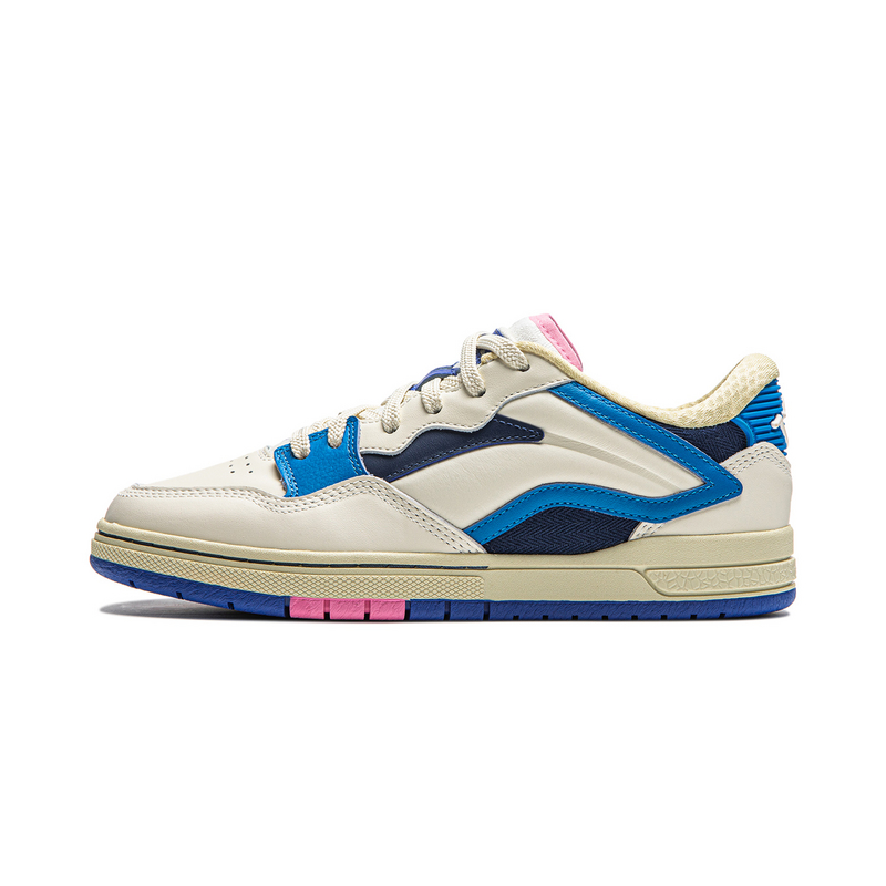 LiNing Anti-Slip Wear-Resistant Low-Top Skateboard Shoes Women's White Blue
