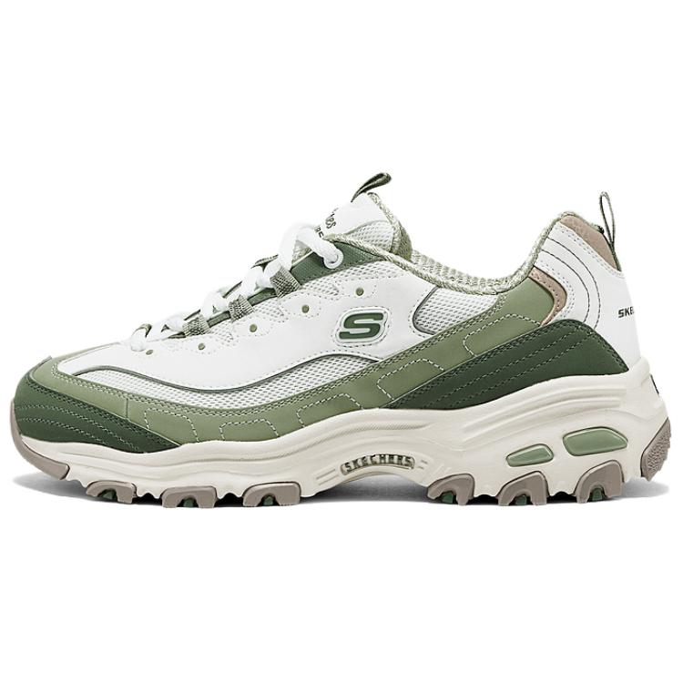 Skechers D'LITES 1.0 Abrasion Resistant Low top Chunky Sneakers Women's White Green