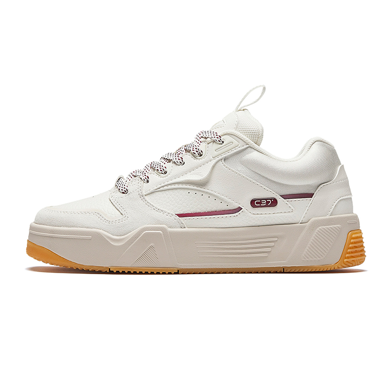 Anta C37 Series Anti Slip Wear Resistant Low Top Skateboard Shoes Women's White Red