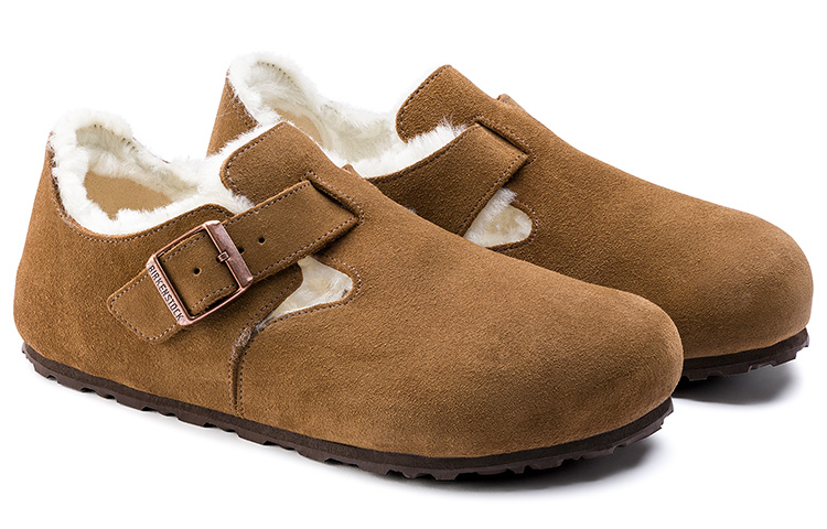 Birkenstock London Shearling Suede Leather Narrow Fit 'Tea' купить в интернет-магазине Yoocart с быстрой доставкой по России.