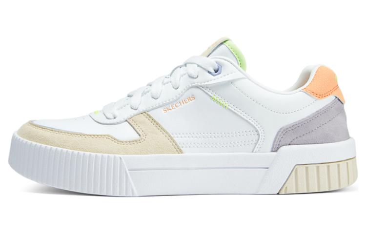 Skechers Court Classics Low Top Skateboard Shoes Women's White Yellow Gray