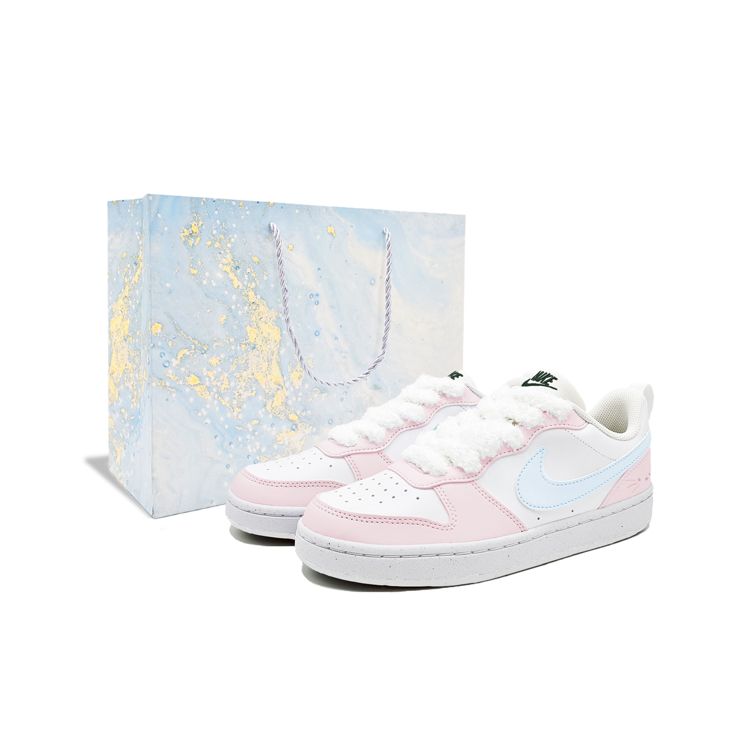 Nike Court Borough Sweetheart Kitty Slip Resistant Shock Absorbers Low top Kids' Skateboarding Shoes Women's Blue