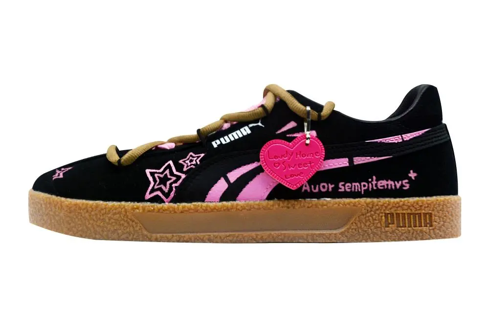 PUMA Club Sweet Berry Journey Abrasion Resistant Low top Skateboard Shoes Unisex Black Pink