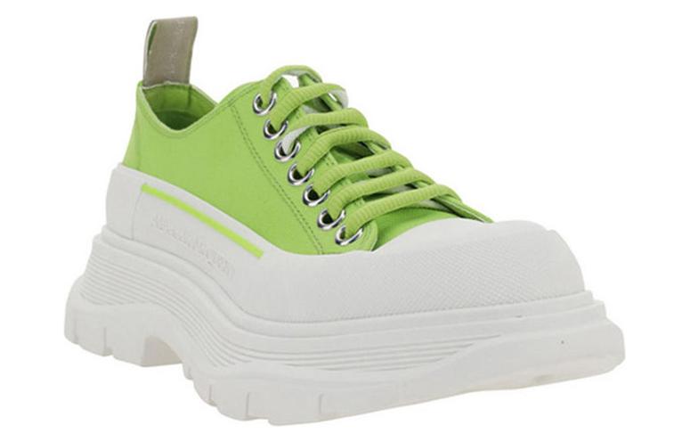 Alexander McQueen Tread Slick Low Lace Up 'Lime Green White' Women's