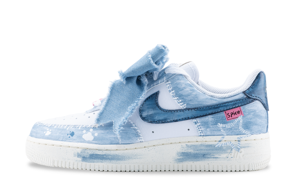 Nike Air Force 1 Aurora Slip Resistant Low Top Skateboard Shoes Women's White Blue