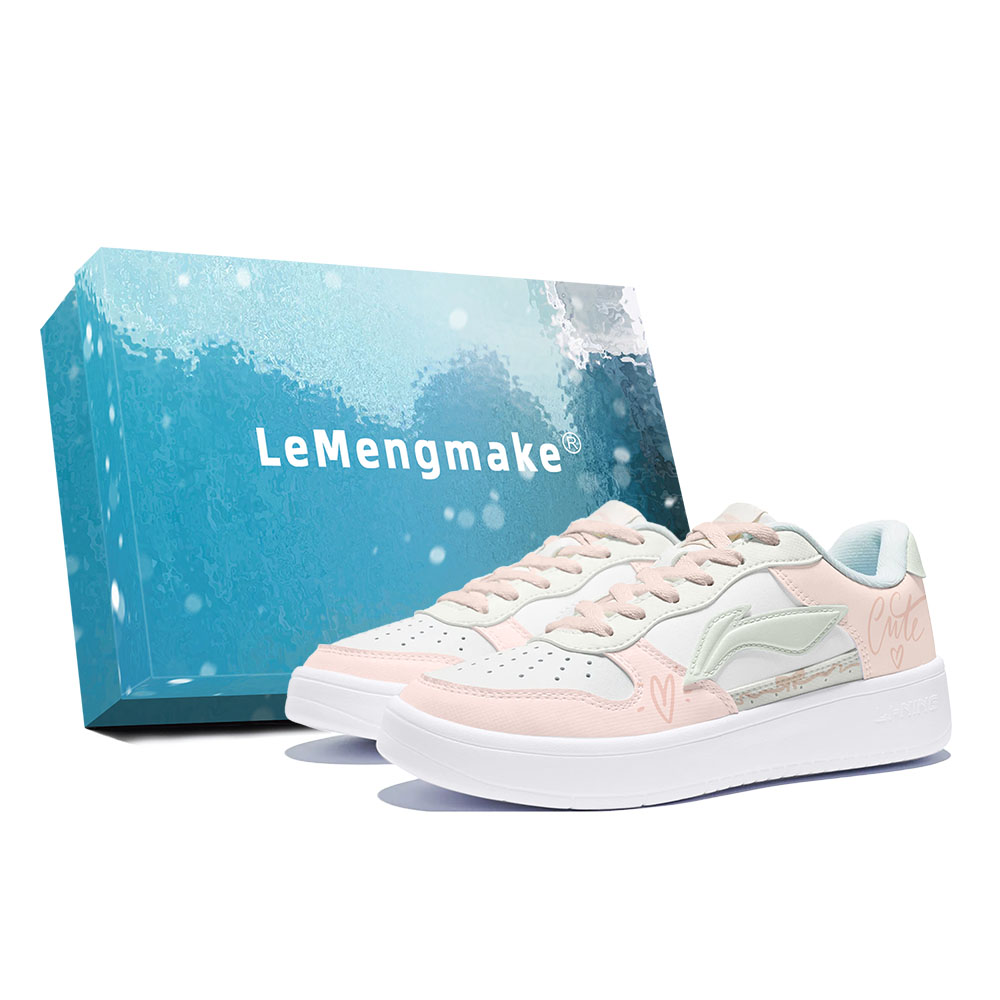 LiNing Pontoon Boats Slip Resistant, Abrasion Resistant, Breathable Low Top Skateboard Shoes Women's Pink