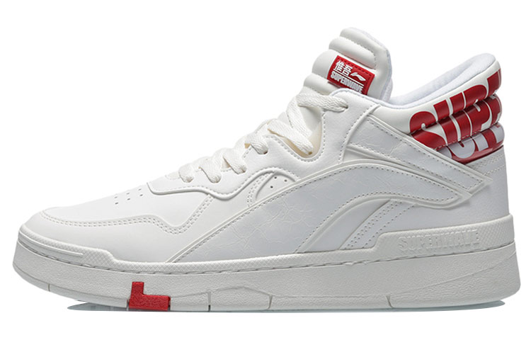 LiNing Wave Superwave Mid Anti Slip Wear Resistant Mid Top Skateboard Shoes Men's White Red