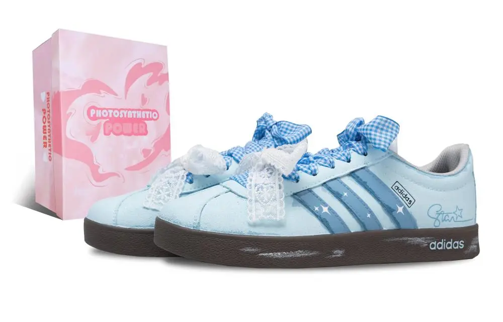 Adidas VL COURT 2.0 Star Gift Box Set Balance Low top Skateboard Shoes Women's Light Blue
