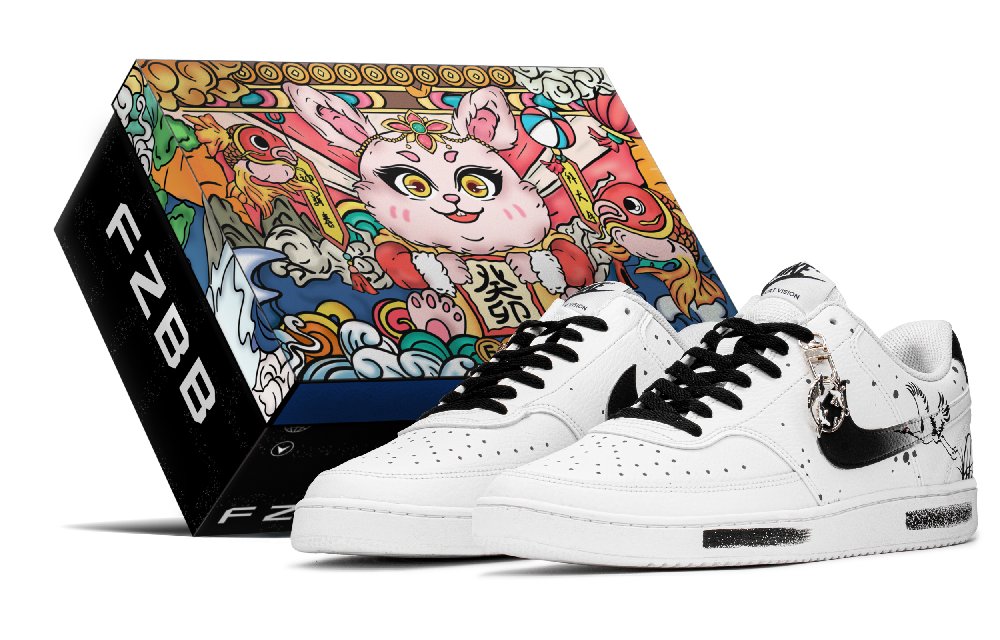 Nike Court Vision 1 Non slip Lightweight Low Top Skateboard Shoes Men's Black White Special Gift Box