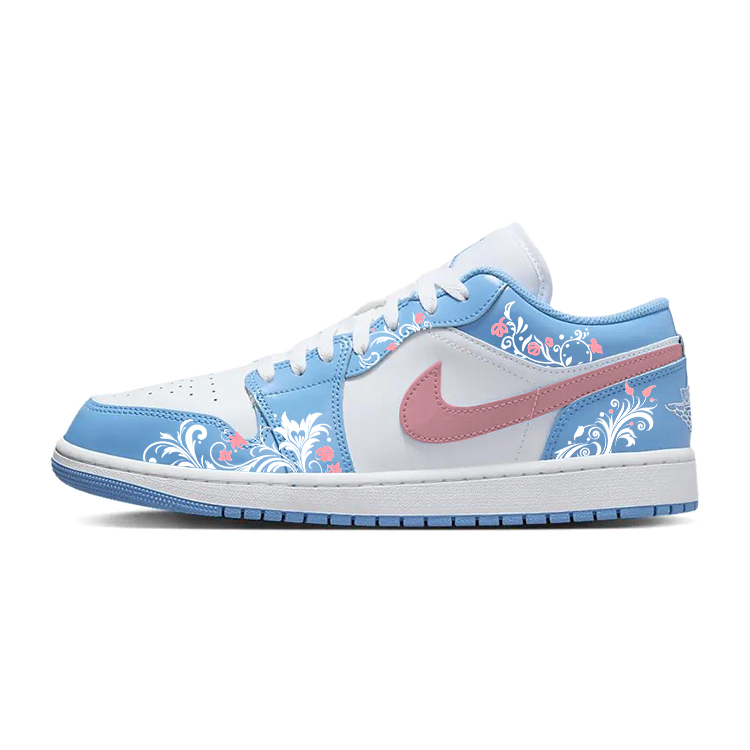 Jordan Air Jordan 1 Anti Slip Wear Resistant Low Top Vintage Basketball Shoes Unisex Blue White