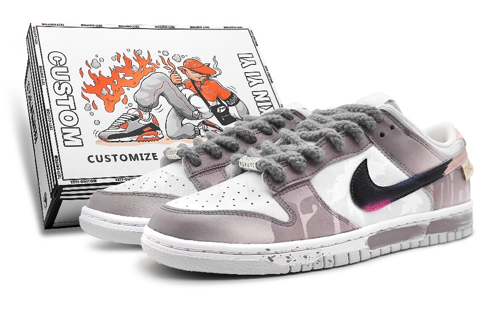 Nike Dunk Slip-Resistant Cushioning Wear-Resistant Low-Top Skateboard Shoes Men's Pink Purple