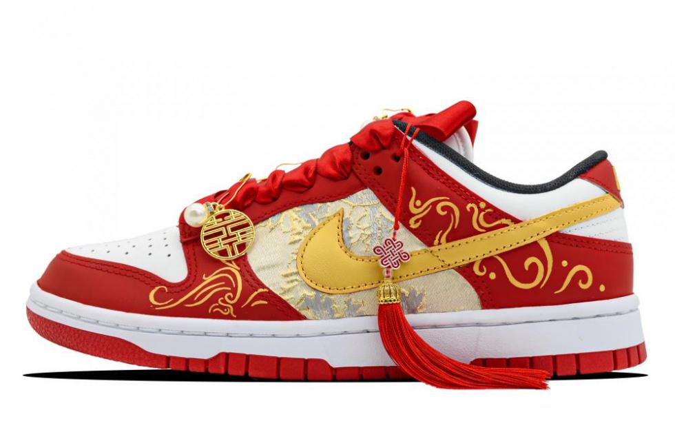 Nike Dunk Thermal Abrasion Resistant Balance Low Top Skateboard Shoes Unisex Red Gold