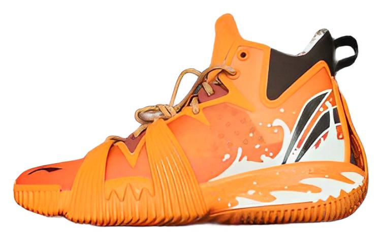 LiNing Badfive 1 Badfive Anti-Slip Wear-Resistant Mid-Top Basketball Shoes Men's Orange