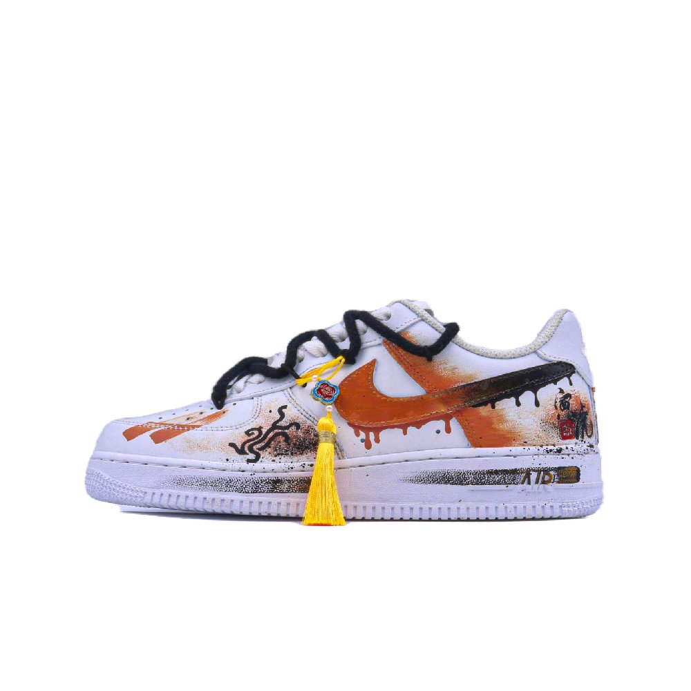 Nike Air Force 1 Low Top Skateboard Shoes Unisex White Orange