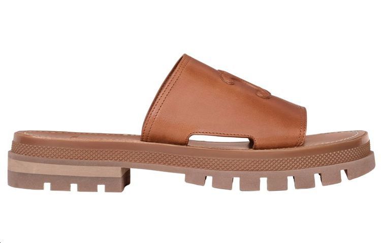CELINE Triomphe Slide Slippers Women's Tawny