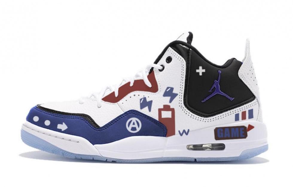 Jordan Courtside 23 Cushioned Slip-Resistant Low-Top Vintage Basketball Shoes Men's Blue Black