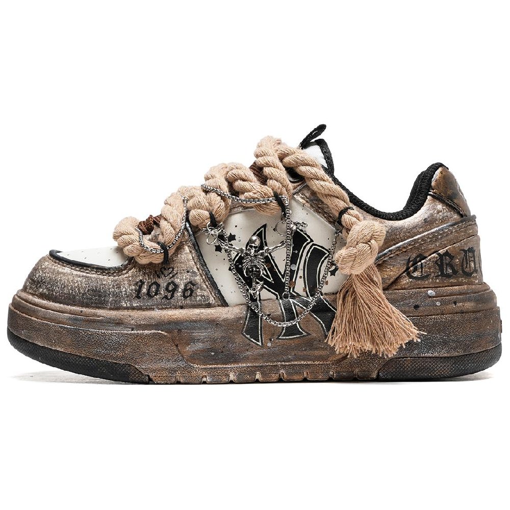 MLB Chunky Liner Ruins Skeleton Anti-Slip And Wear-Resistant Coverage Low-Top Casual Shoes Unisex Brown