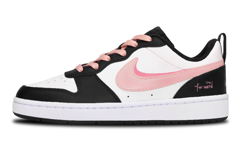 Nike Court Borough Anti-Slip Wear-Resistant Low-Top Skateboard Shoes GS Black Pink