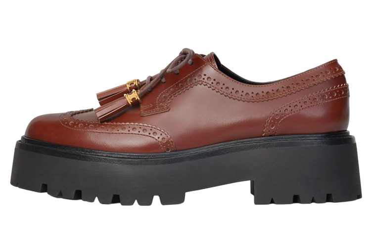 CELINE Platform Shoes Women's Red Brown