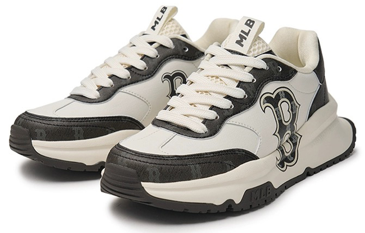 MLB Chunky Runner Anti-Slip Wear-Resistant Low-Top Casual Running Shoes Unisex Black White