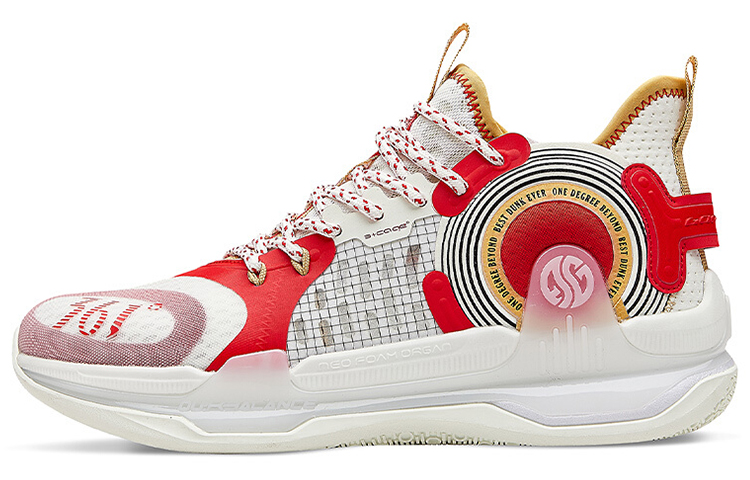 361° AG 1 SE Soaring To Greatness Cushioning Anti-Slip And Wear-Resistant Mid-Top Basketball Shoes Red White