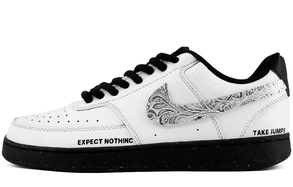 Nike Court Vision Low Abrasion Resistant Low Top Skateboard Shoes Men's White Silver