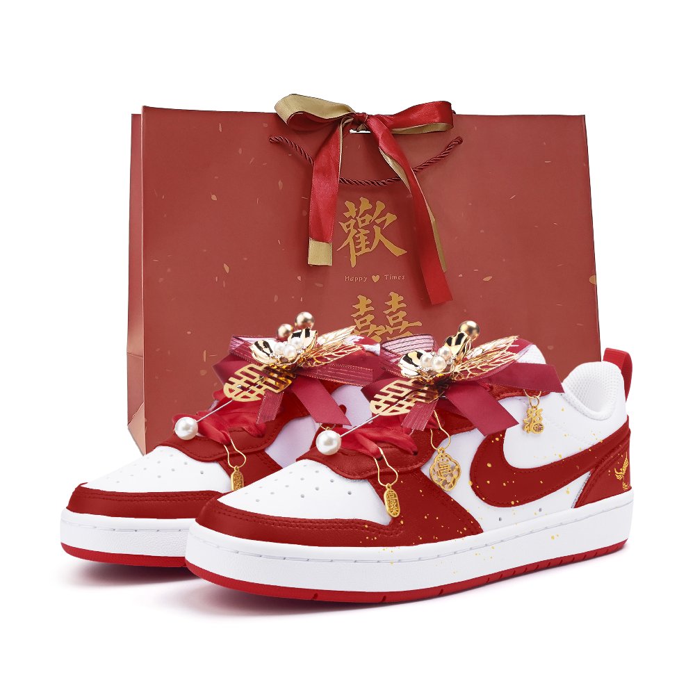 Nike Court Borough Cushioning, Wear Resistant Low top Skateboard Shoes Women's Red