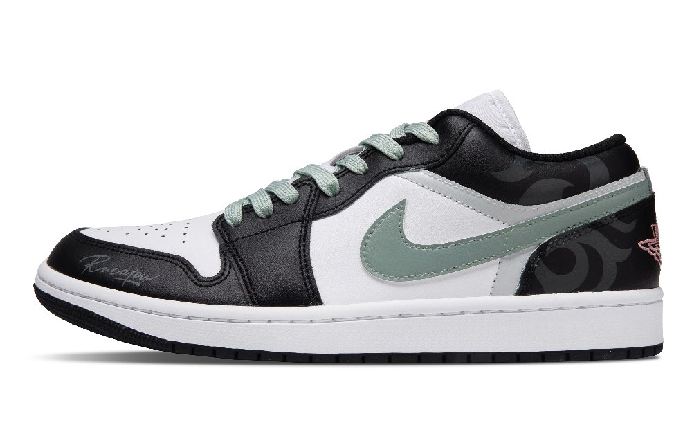 Jordan Air Jordan 1 Forest Bench Abrasion Resistant Low Top Vintage Basketball Shoes Unisex Pea Green