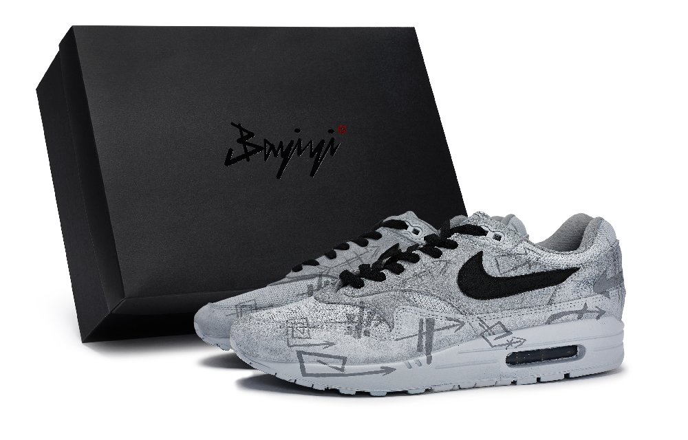 Nike Air Max 1 Anti-Slip Wear-Resistant Moisture-Wicking Coverage Low-Top Casual Shoes Men's Black Gray Color