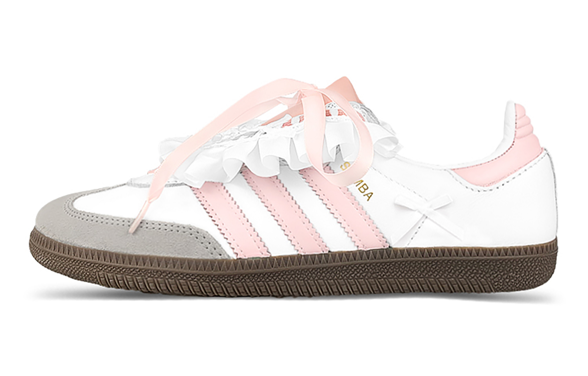 Adidas Originals SAMBA OG Abrasion Resistant Low top German Army Trainers Unisex White Pink
